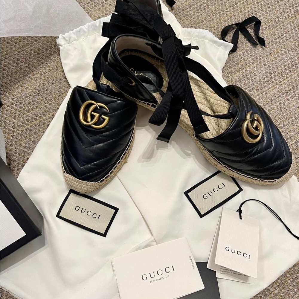 Gucci Black Espadrilles with Gold Accents - Picture 5 of 15